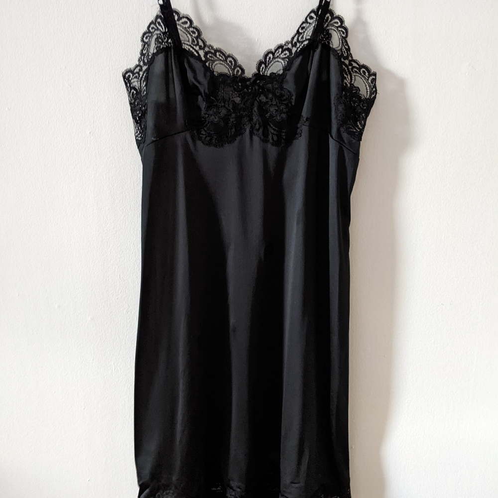 New black lace and silk slip